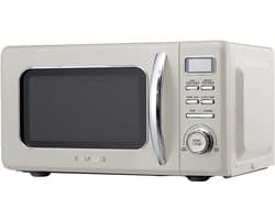 Swiss Haus® MW20 Magnetron Vrijstaand - 20L – 700W Digitale Solo Microgolfoven – Retro Microwave Vintage Design – Auto Cook & Ontdooifunctie – 11 Verwarmingsstanden - Beige