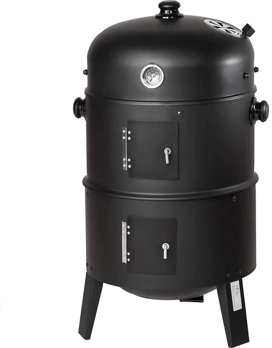 Geargalaxy BBQ Roker - Houtskoolbarbecue - Vatroker - Smoker BBQ - Kogelbarbecue - Voor Grillen, Roken & Buiten Koken - Zwart — afbeelding 1