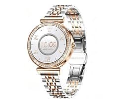 Knobbout Luxe Dames Smartwatch 1.27” Scherm met Kristallen – Bluetooth Bellen – HD Touchscreen – Hartslag, Bloeddruk & SpO₂ Monitoring – Vrouwelijke Gezondheidsfuncties – AI spraakassistent– IP68 Waterdicht – Tweekleurige stalen band