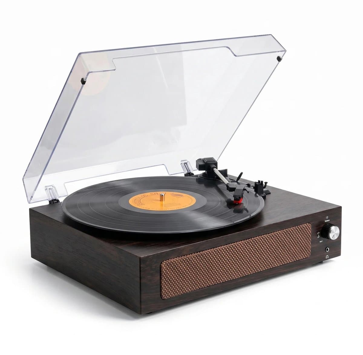 Vika Platenspeler - Met Bluetooth en Speakers - Vintage platenspeler - LP Speler - Bruin en Zwart - Draaitafel voor Vinyl - Met Hout — afbeelding 1
