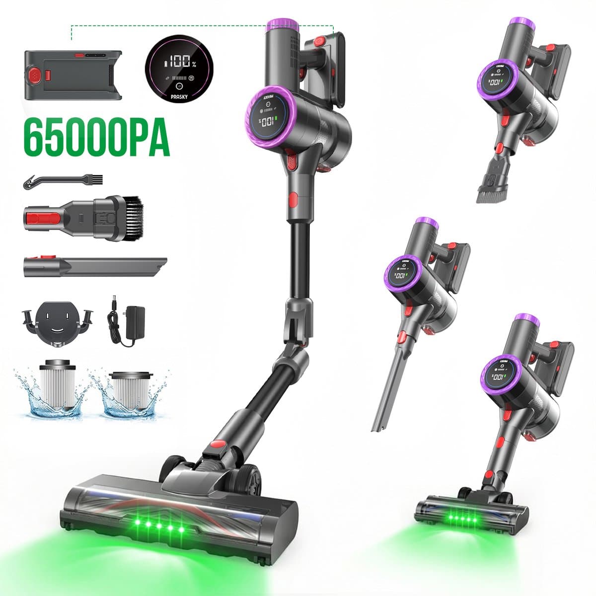 Prasky P1MAX - Steelstofzuiger Draadloos - 65000Pa - 50 Minuten - Afneembare Batterij - Geluidsniveau 70 dB — afbeelding 1
