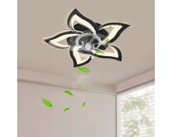 Slimme Plafondventilator met LED Lamp - 50W Energiezuinige Plafondlamp - Bediening via Afstandsbediening én App - Met Instelbare Windsnelheden-Zwart