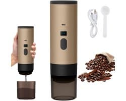Draagbaar Koffiezetapparaat - Draagbare Koffiemaker - 3 in 1 - Inclusief Beker - Oplaadbaar - 12 V Koffiezetapparaat - Reizen, Kamperen, Auto, Thuis - Bruin