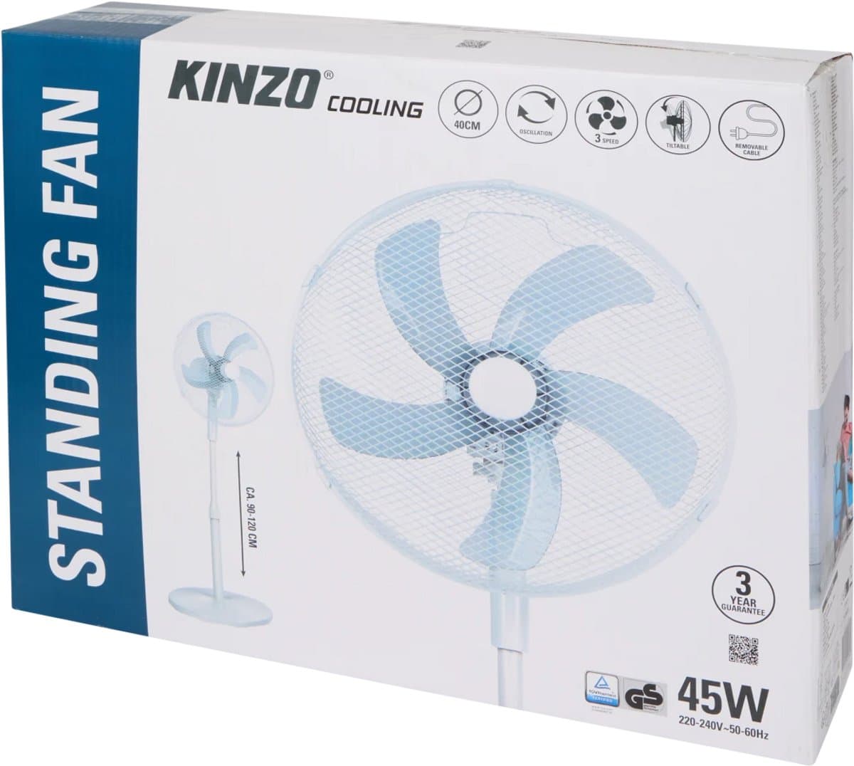 Kinzo ventilator - Staand - 3 Snelheden - Zwenkfunctie -Kantelbaar — afbeelding 1