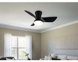 REALITY RANDERS - Ventilator - Zwart mat - incl. 1x SMD 20 W - Afstandsbediening - Geintegreerde dimmer - Traploos instelbare lichtkleur - Dimbaar met schakelaar - Niet externe dimbaar - Geheugenfunctie - Zomer- en wintermodus - 6 snelheidsniveaus