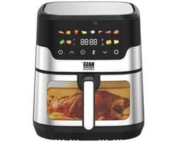 Heteluchtfriteuse - Airfryer Frituurpan - Gezond Frituren - XXL Inhoud Kijkvenster - 9 Liter - Zwart Zilver