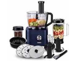 Sello! keukenmachine – keukenrobot – blender – 11 in 1 – 1100w – 3.2L kom – 1.5L blender – veiligheidsslot – 3 snelheden – blauw