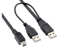 USB naar Mini USB Kabel - Data Kabel - Externe Harde Schijf - Extra Voeding - 70 cm