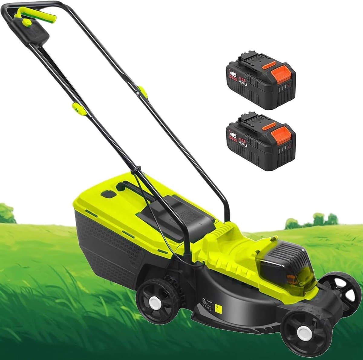 Accu Grasmaaier - Elektrische Duwmaaier - Gazon Onderhouden - 3 Maaihoogtes Instelbaar - 33 cm Maaibreedte - Groen — afbeelding 1