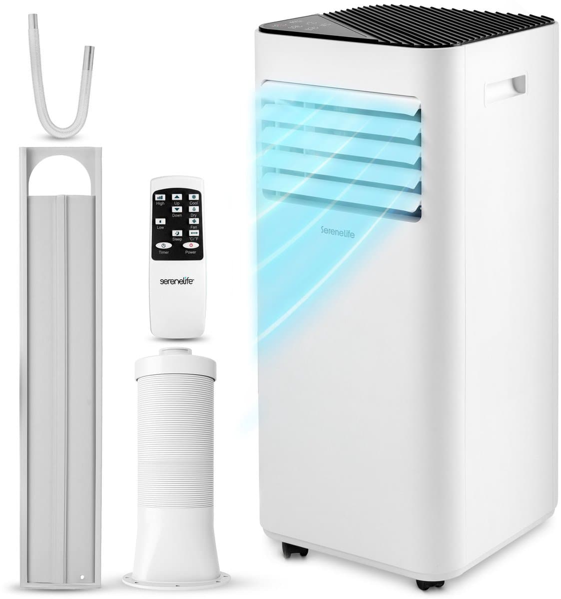 SereneLife Mobiele Airco 7000 BTU - Airconditioner met Afvoerslang - 3-in-1 Koelen, Ventileren en Ontvochtigen - Inclusief Raamafdichtingskit - Stil 54 dB — afbeelding 1