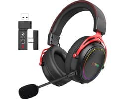 FoxieGo Draadloze Gaming Headset met Microfoon – 7.1 Surround Sound – Bluetooth 6.0 & 2.4GHz – Noise Cancelling – 100 Uur Batterij – USB-A / USB-C – Geschikt voor PS5, PS4, PC, Switch & Android