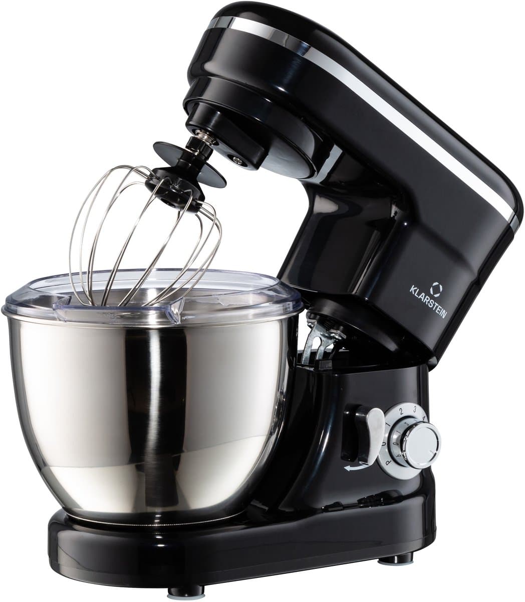 Klarstein Keukenmachine Bella Knetmaschine met 6 Geschwindigkeitsstufen, roermachine uit rvs, Pulsfunktion, planetarischen roersysteem, 3 Rühraufsätze, 1200 W vermogen, zwart - Keukenmachine - 4L - voor Keuken - LED Garde — afbeelding 1