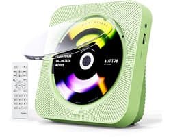 Discman - CD Speler met Bluetooth - Ingebouwde Speakers - FM Radio - Inclusief Afstandsbediening - USB & AUX - Koptelefoonaansluiting - LED Display - Groen