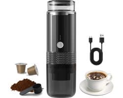 Draagbare elektrische espressomachine, bediening met één knop, met indicatielampje, draadloos, oplaadbaar, geschikt geschikt voor chocoladetheecapsules, gemalen koffie en theepoeder, perfect geschikt voor gebruik thuis, in de auto of onderweg.