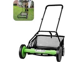 Handgrasmaaier - Loopmaaier - Gazon Onderhoud - Stille Werking - 60 cm Werkbreedte - Groen Zwart