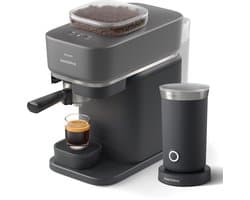 Philips Baristina + Melkopschuimer Bundel - BAR308/60 - Semi-Automatische Espressomachine - Pistonmachine - Koffiemachine met bonen - 2026 Editie - Zwart