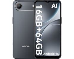 OSCAL FLAT 3C Smartphone - 4G Dual SIM - 16GB RAM - 64GB ROM - 6,56 inch - Android 16 Telefoon - 5000mAh 336Uren - 32MP - GPS - Zwart