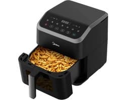 Airfryer - Heteluchtfriteuse - Olievrije Friteuse - Luchtfriteuse - Digitale Friteuse - 5 Liter - 7 Voorinstellingen - Energiezuinig - Timerfunctie - Zwart - BPA-vrij - Anti-aanbaklaag - Met Kijkvenster - Instelbare Temperatuur - 1600W