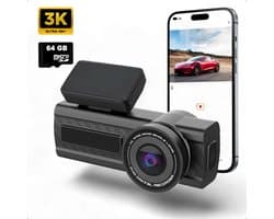 Tech Essentials® Dashcam X1 Pro - GPS WiFi APP - 3K Resolutie - Incl.64GB Micro SD-Kaart - 1.29 inch Mini Scherm - Voor Auto - Videorecorder - Camera - Full HD - Vrachtwagens