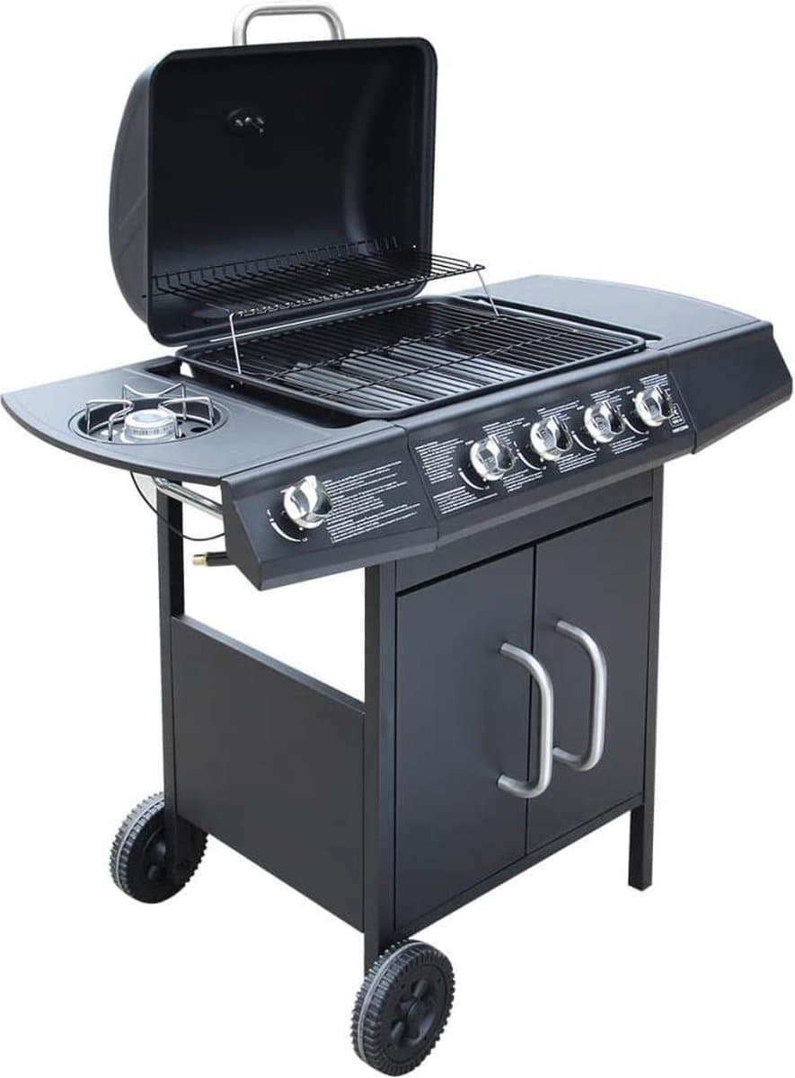 vidaXL Gasbarbecue 4+1 kookzone zwart — afbeelding 1