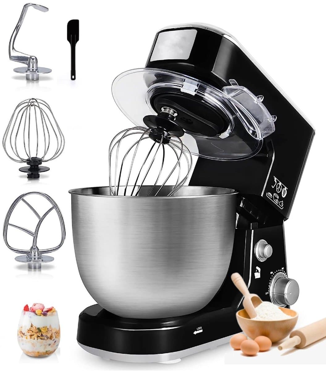 Royalty Line® PKM700 Keukenmachine - Keukenmixer 4 Liter - 1000W Keukenrobot - Foodprocessor Met Accessoires - Zwart — afbeelding 1