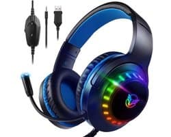 StayPowered Gaming Headset - Ultiem Geluid & Comfort - Noise Cancelling Microfoon - Surround Sound - Multi-platform Compatibel - Plug & Play - Ergonomisch Design - LED Verlichting - Zwart/Blauw - RGB-verlichting - Levering Sneller dan Aangegeven!