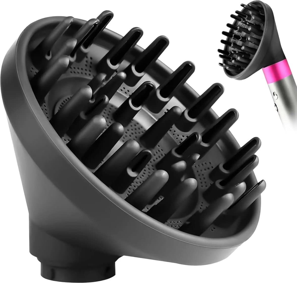 Nifkos - Geschikt voor Opzetstuk geschikt voor Dyson Haarstyler - Haardroger Föhn Diffuser, Universeel Stereotype Haar Hoofd - Geschikt voor Airwrap Styler HS05 HS03 HS01-converter - Zwart — afbeelding 1
