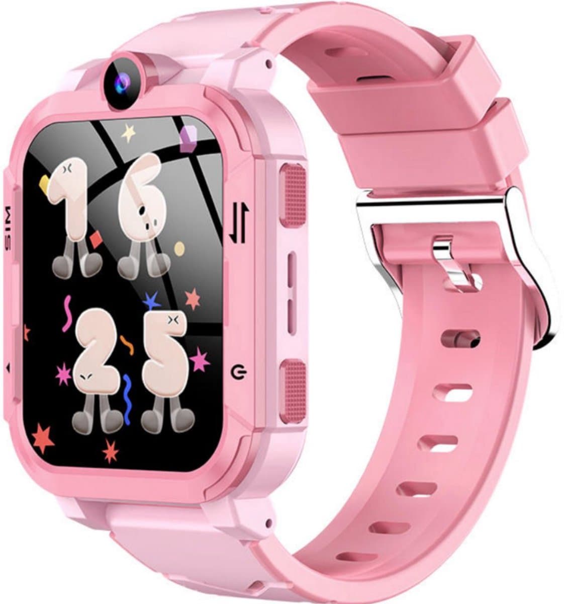 Voltura Smartwatch Kinderen - GPS Horloge Kind Met Simkaart - GPS Tracker - Kinder Smartwatch - Smartwatch Android - 4G - Videobellen - HD Camera - SOS-Knop - Whatsapp en SMS - Elke polsmaat - Nederlands - Incl. Simkaart - Roze — afbeelding 1