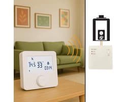 Digitale thermostaat, radiofrequentie, temperatuurregeling, eenvoudige installatie en flexibele programmering