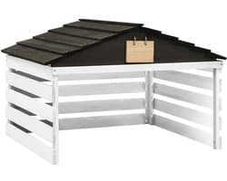 vidaXL - Overkapping - voor - grasmaaier - 78x74x54 - cm - vurenhout - zwart - en - wit