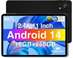 Doogee T30s -Tablet 11 inch 2,4k - 7,6 mm Ultradunne -Android 14 -16GB Ram + 256GB Rom/TF 1TB -5G WiFi - 8580MAH-Zwart