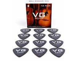 VG plectrum set 12 Delrin plectrums - diktes thin 0.6mm medium 0.7mm en thick 0.8mm