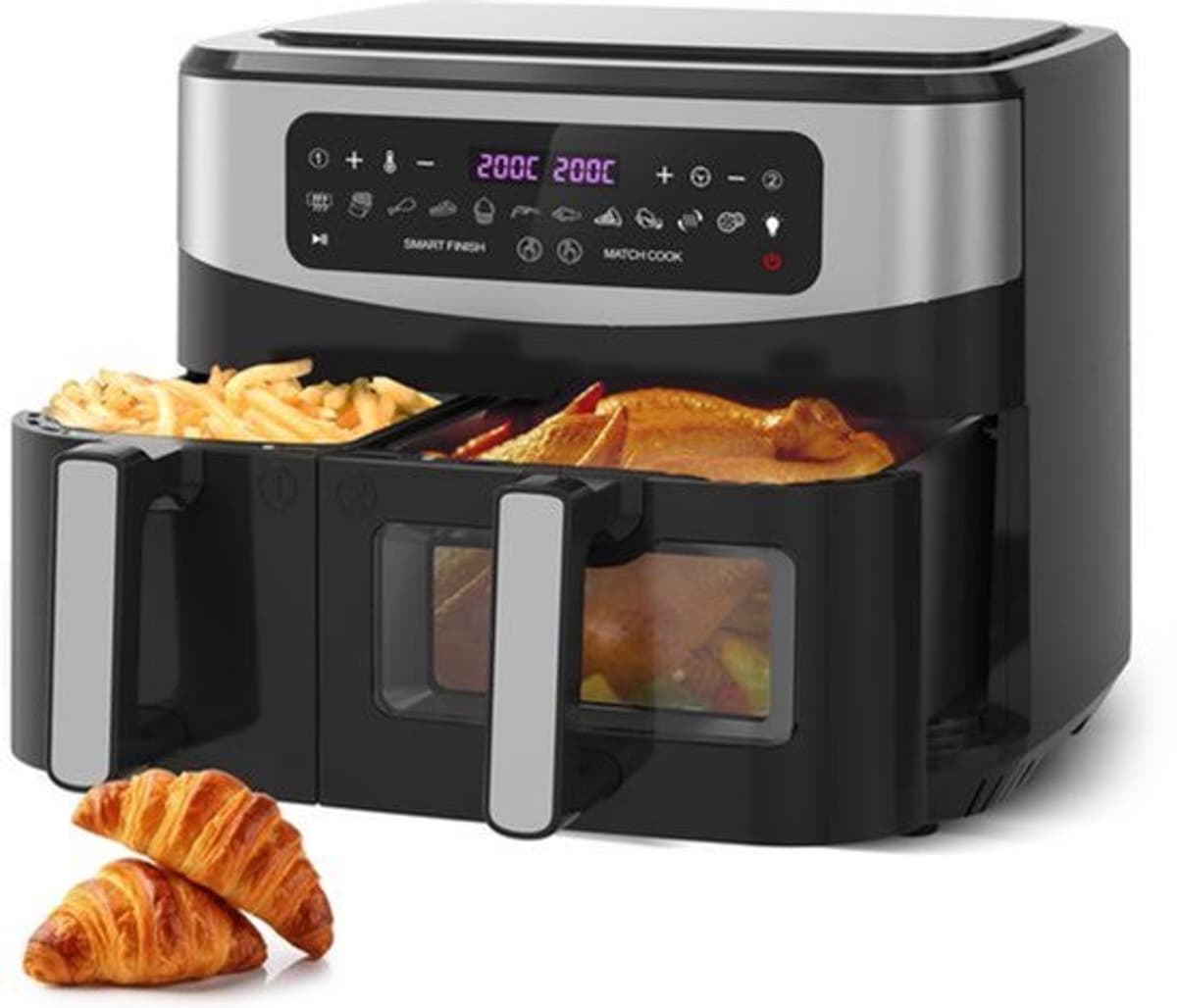 Heteluchtfriteuse Dubbele Mand - 10L Capaciteit - 2600W Vermogen - XXL Groot - 12-in-1 Functies - Voorzien Van Kijkvenster — afbeelding 1