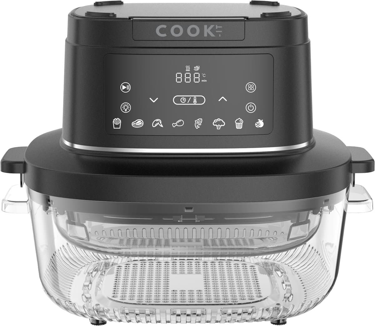 CleanChef Glazen Airfryer XXL - 2,5L + 4L - PFAS- en BPA-vrij - 1500W - 8 Programma's - Omdraaiherinnering - Warmhoudfunctie - Vaatwasserbestendig - COOK-IT — afbeelding 1
