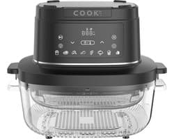 CleanChef Glazen Airfryer XXL - 2,5L + 4L - PFAS- en BPA-vrij - 1500W - 8 Programma's - Omdraaiherinnering - Warmhoudfunctie - Vaatwasserbestendig - COOK-IT