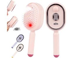 Spray Air Cushion Massage Comb Haarborstel met stoom, 3-in-1 stoomborstel, elektrische USB-C-stoomhaarborstel met 10 ml watertank, antistatisch voor krullend, golvend en glad haar