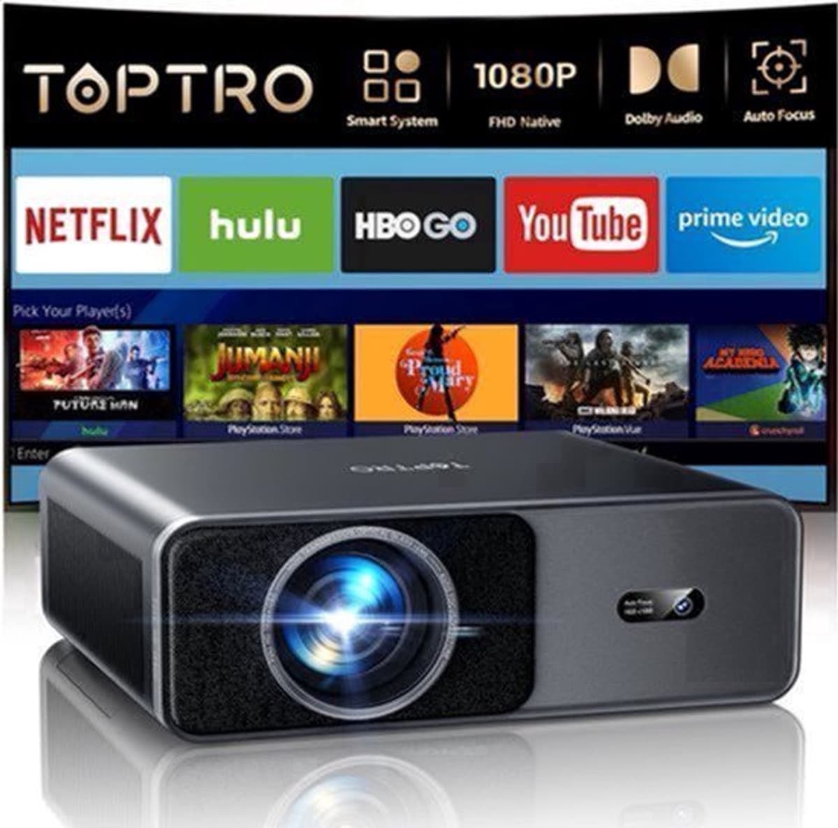 Beamer 1500 ANSI Lumen - Full HD 1080p Resolutie - 75 Watt Vermogen - LCD - Kleur - Home Theater Projector — afbeelding 1