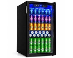 Celestul Drankenkoelkast 90L - Mini Koelkast voor Bier Wijn & Frisdrank - 126 Blikjes - Glazen Deur - LED - Stil - Instelbare Temperatuur - 49×44,5×78cm - Zwart