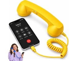 Retro Telefoonhoorn - Geschikt voor Smartphones met USB-C - Bedrade Vintage Handset - Plug & Play - Met Microfoon & Luidspreker - Voor Bellen, Videobellen & Thuiswerk - Geel