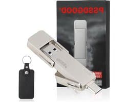 USB-C-stick - Externe SSD - Snelle gegevensoverdracht - 2-in-1 Type C A - 512 GB - Zilver