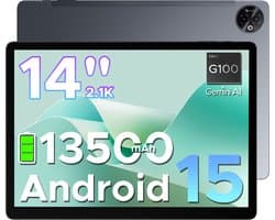 DOOGEE Tab E3 Max - Tablet - 32GB ROM+256GB ROM(2TB TF)- Android 15 - 14 inth IPS - 4G LTE - Gemini AI - Helio G100 - 13500mAh/18W - Quad Speakers - Face ID - 5G Wi-Fi - A GPS - GPS - Grijs