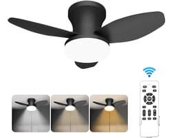 Paco Goederen® Plafondlamp - ventilator lamp - 3 bladig - 6 snelheden - afstandsbediening - dimbare LED kroonluchter - Woonkamer - Slaapkamer - eetkamer