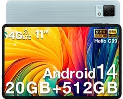 DOOGEE T40 Tablet 11"2,5K 20 GB RAM + 512 GB ROM Android 14 met Helio G99 Batterij 8580 mAh 16 MP + 8 MP,Blauw