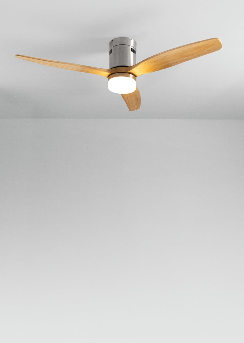 CREATE - Plafondventilator 40W silent 100% hout (Ø132cm) (ruimtes 10m²-25m²) - Nikkel / Licht hout - Met licht - Afstandsbediening - WIND CALM NATURAL WOOD — afbeelding 1