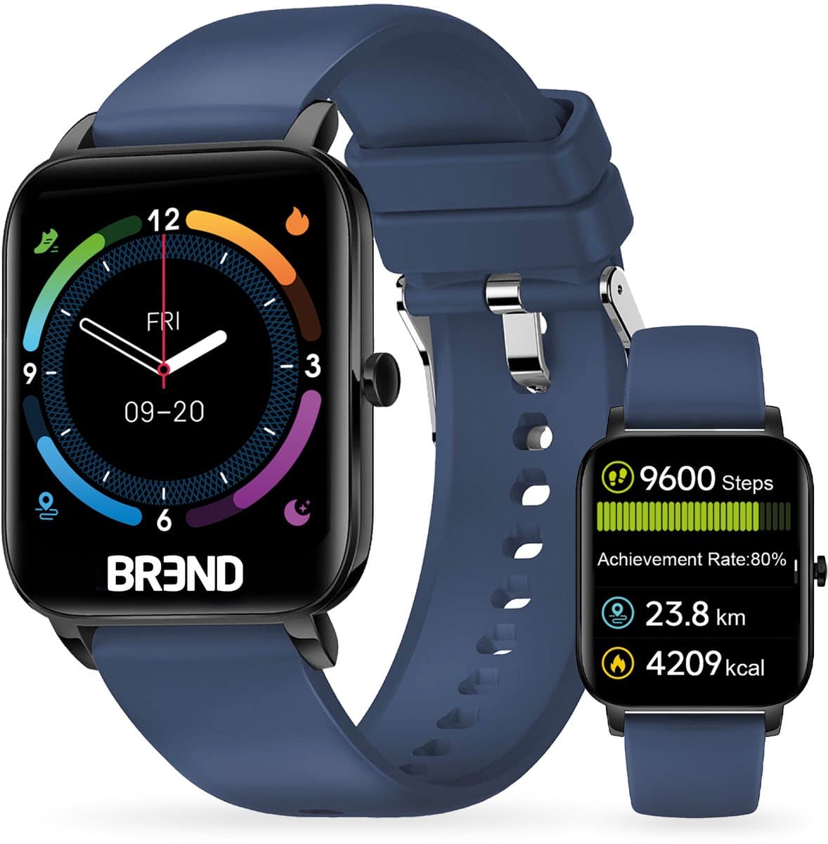 Smartwatch voor Dames en Heren - Stappenteller, Bloeddrukmeter en Hartslagmeter - Sporthorloge - Spatwaterdicht – Blauw - BREND BR-2223 — afbeelding 1