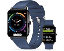 Smartwatch voor Dames en Heren - Stappenteller, Bloeddrukmeter en Hartslagmeter - Sporthorloge - Spatwaterdicht – Blauw - BREND BR-2223
