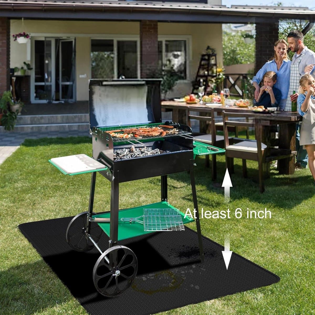 Candala Vuurvaste onderlegger, 100 x 150 cm, glasvezel-siliconen hittebeschermingsmat, vloerbeschermingsmat, vloerbeschermingsmat, vonkenbeschermingsplaat, grilltapijt, voor barbecue, kachels, bodem, — afbeelding 1