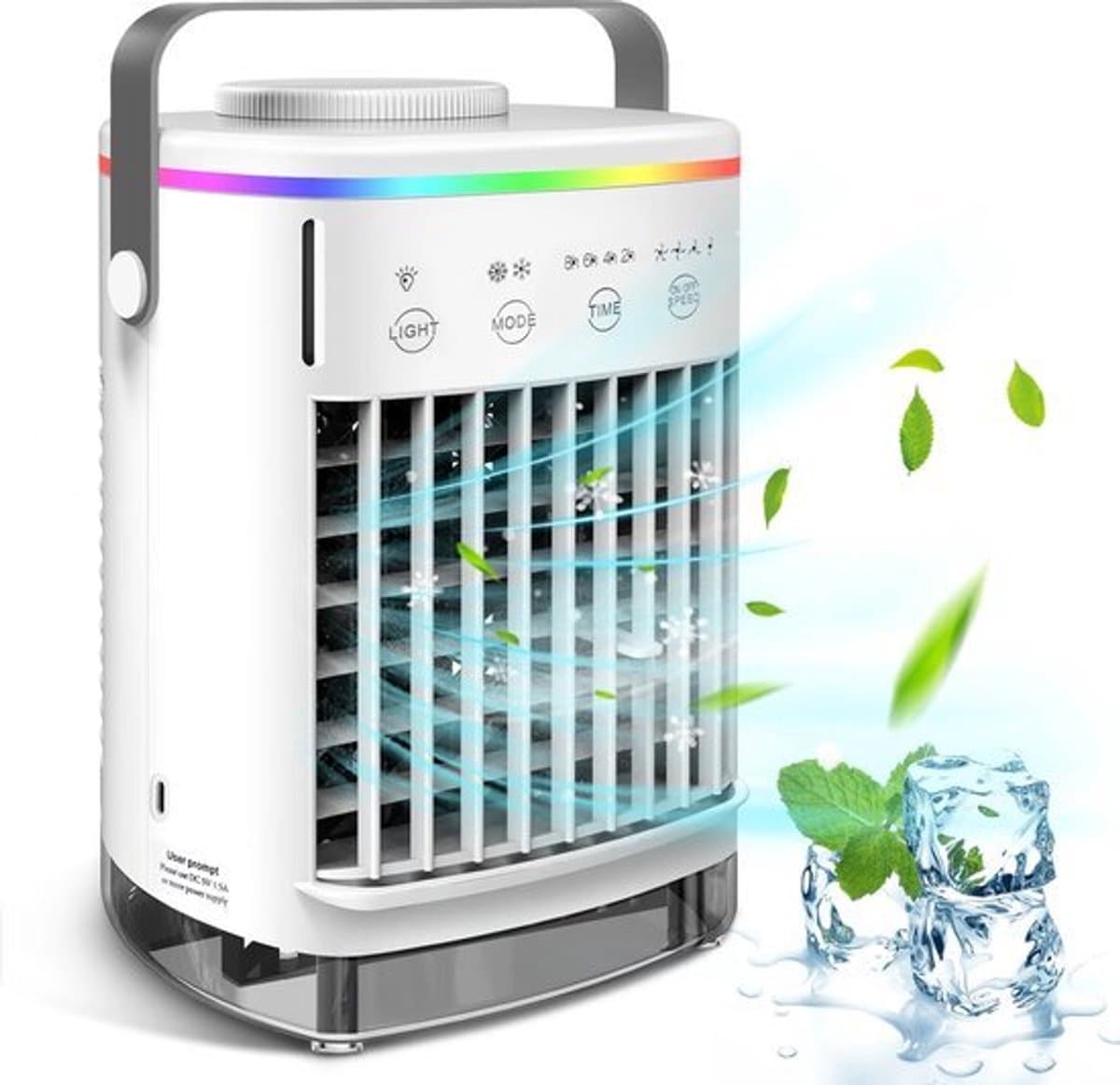 Mobiele airco zonder afvoerslang - 3-in-1 - Ventilator - Voor Slaapkamer & Woonkamer - 4 Snelheden - Airconditioning - Draagbare Aircooler - LED Verlichting — afbeelding 1