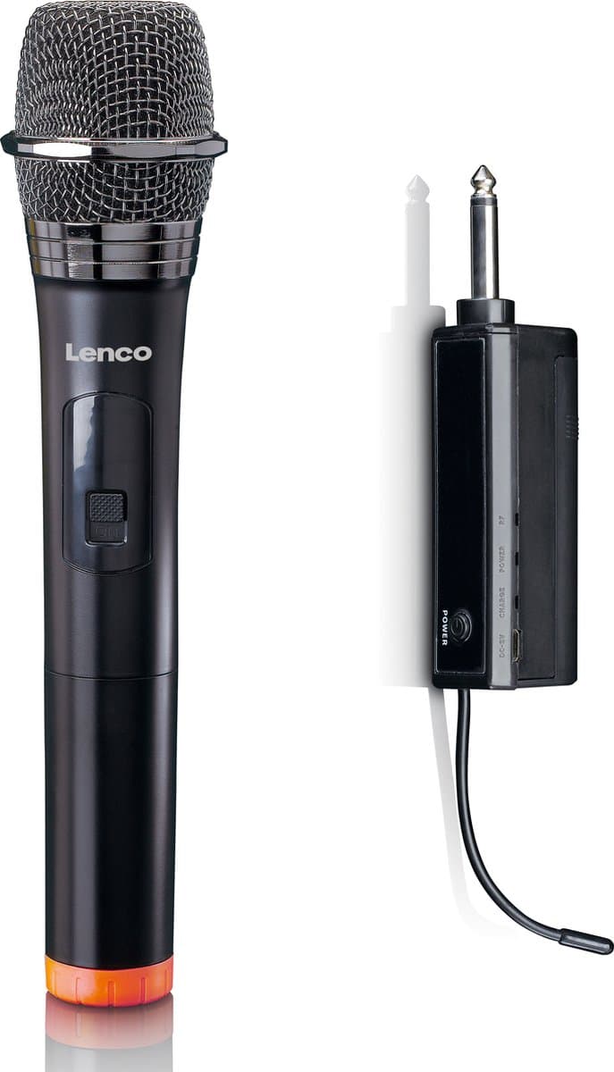 Lenco Microfoon Draadloos - Microfoon -MCW-011BK - Draadloze Microfoon met 6,3 mm ontvanger - Plug & Play - Zwart — afbeelding 1