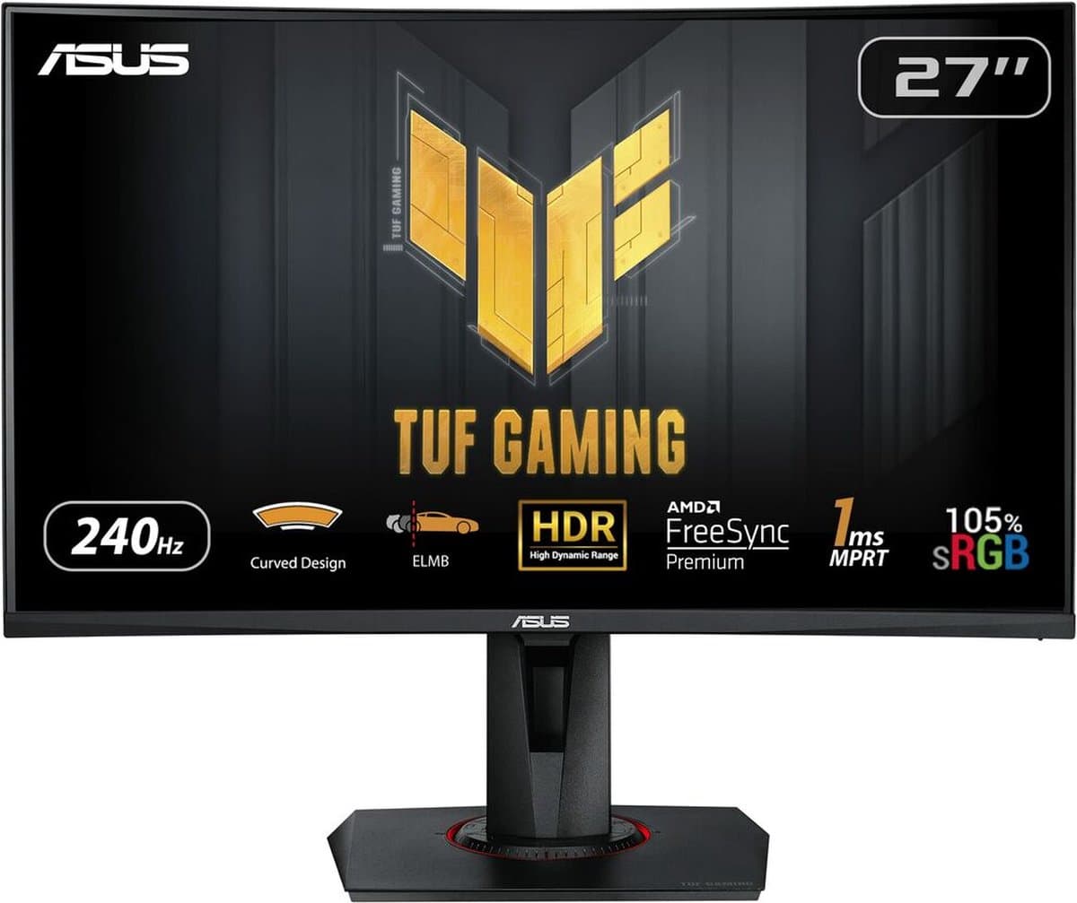 ASUS TUF Gaming VG27VQM - Full HD Curved Gaming Monitor - 240hz - 27 inch — afbeelding 1